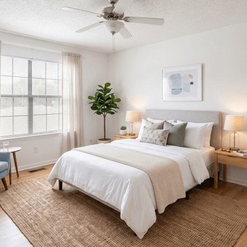 a room with a bed and a chair